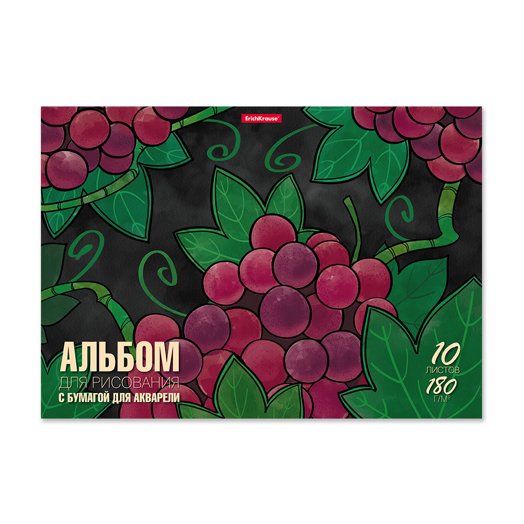 Альбом для рисования с бумагой для акварели на клею ErichKrause Juicy Fruits, А4, 10 листов