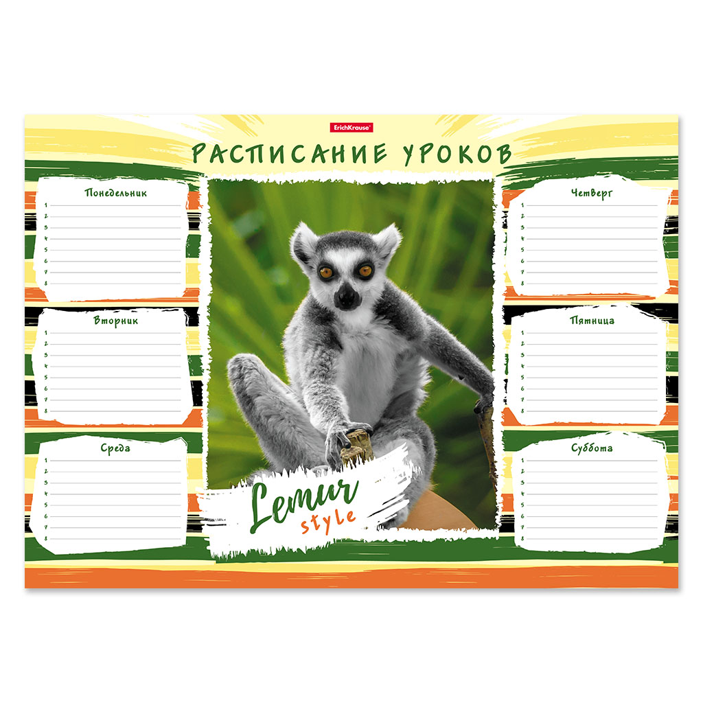 Расписание уроков ErichKrause Lemur Style, А3