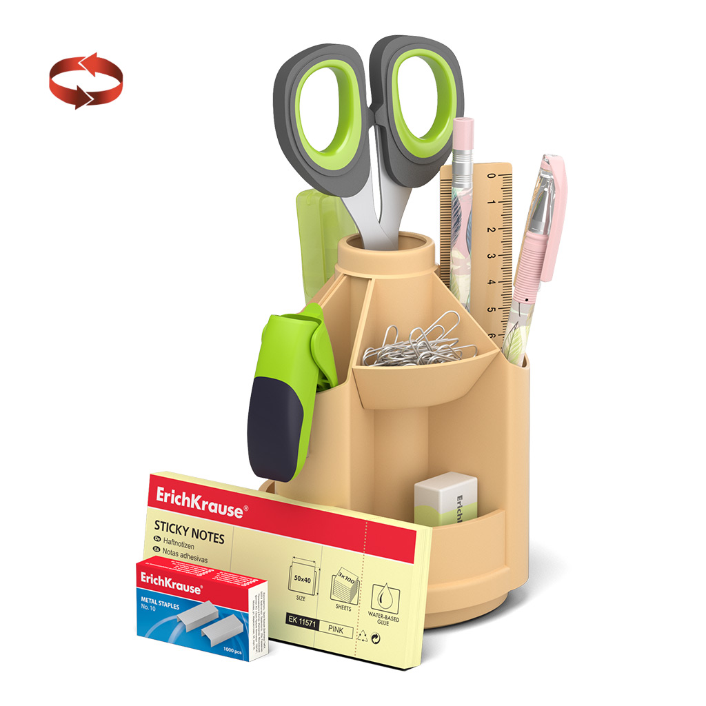 Набор настольный вращающийся пластиковый ErichKrause® Mini Desk, Powder, бежевый