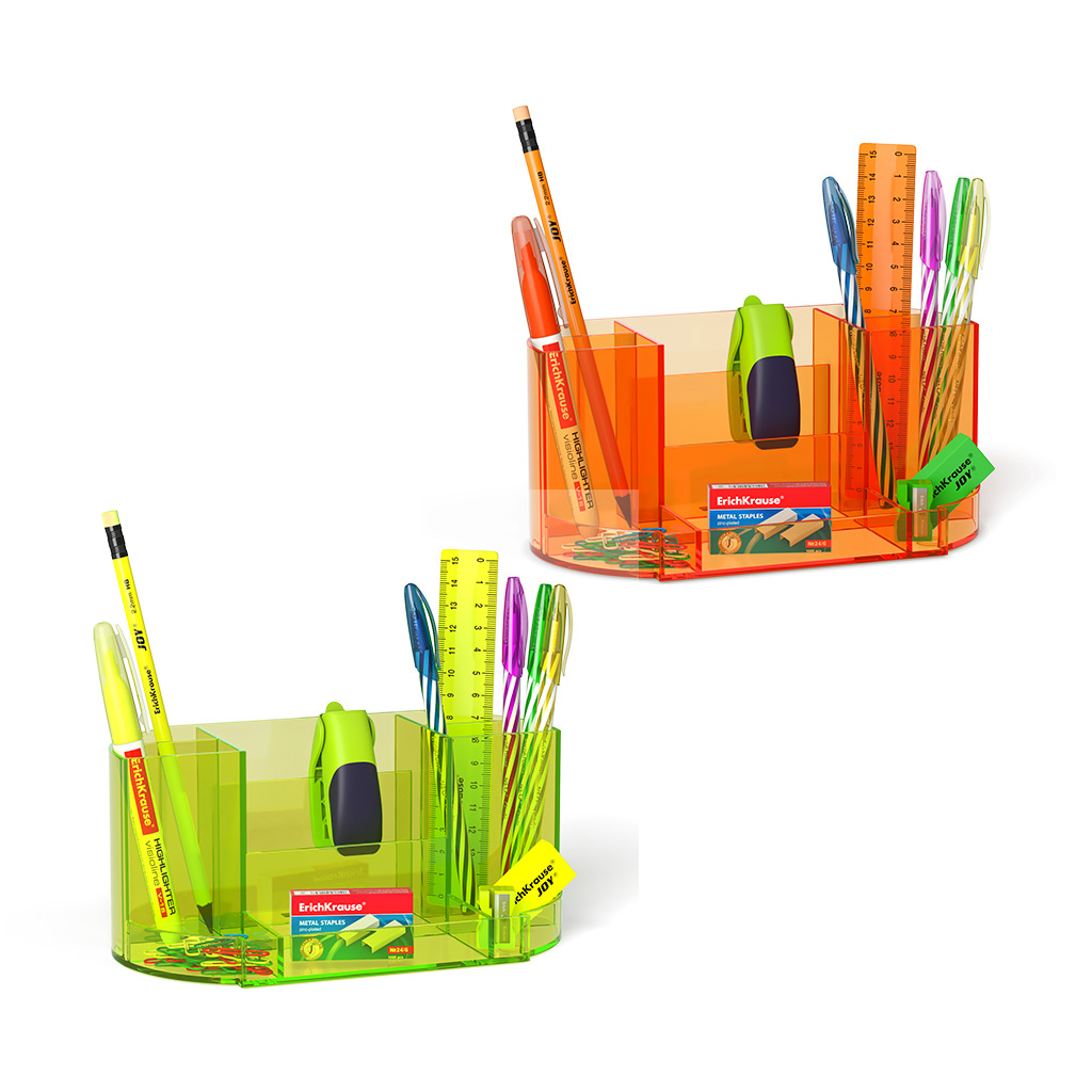 Набор настольный пластиковый ErichKrause® Victoria, Neon, ассорти из 2 цветов