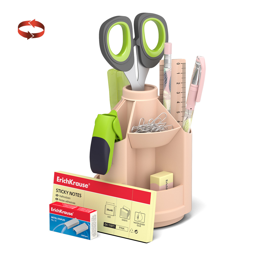 Набор настольный вращающийся пластиковый ErichKrause® Mini Desk, Powder, розовый