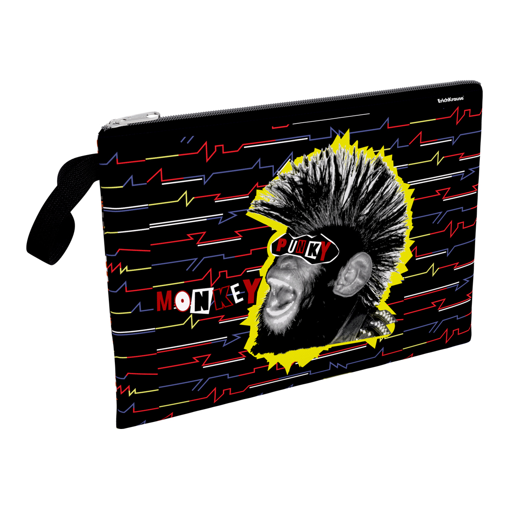 Папка текстильная на молнии ErichKrause Punky Monkey, A4