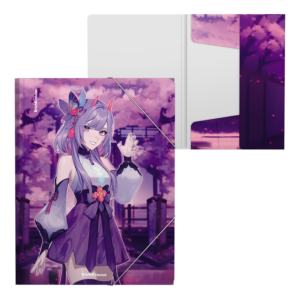 Папка на резинках пластиковая ErichKrause Manga (Lilac), A4 (в пакете по 4 шт.)