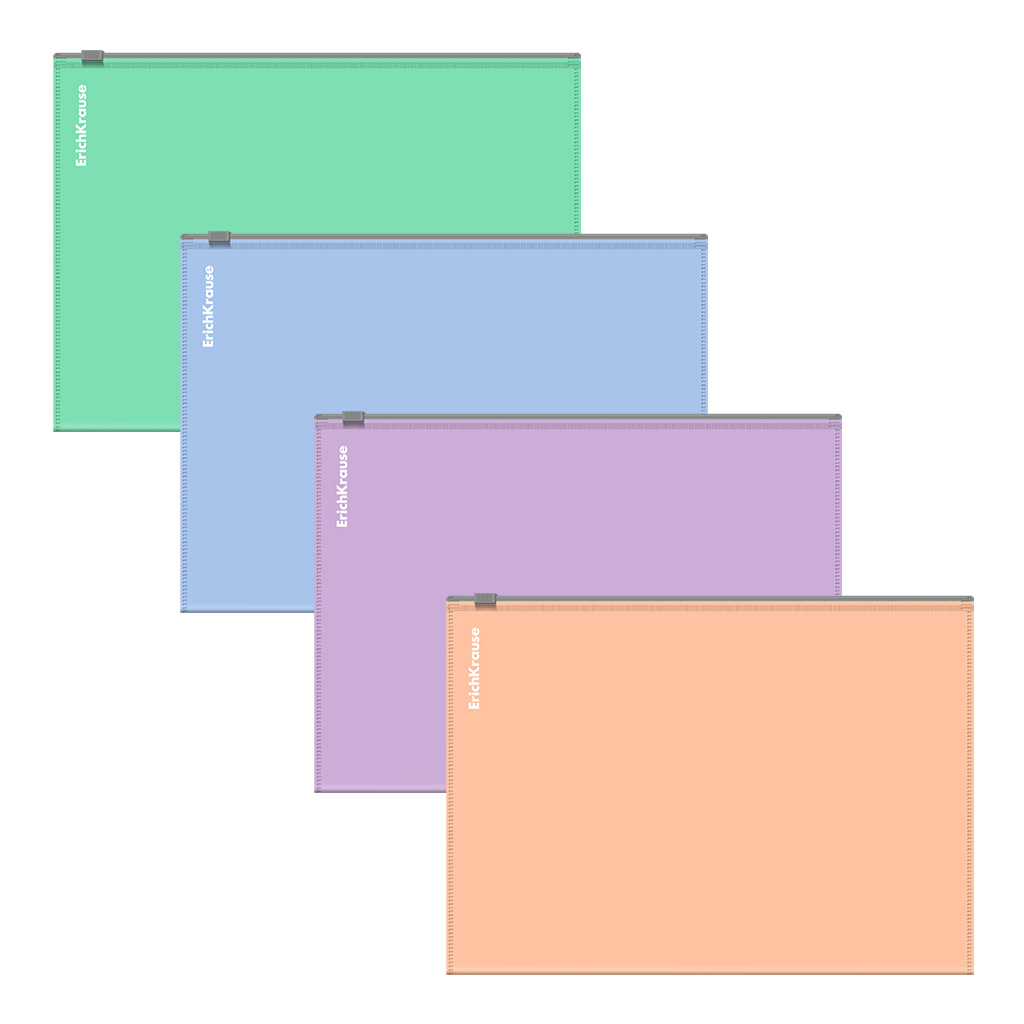 Zip-пакет пластиковый ErichKrause Matt Pastel Bloom, A5+, непрозрачный, ассорти (в пакете по 12 шт.)
