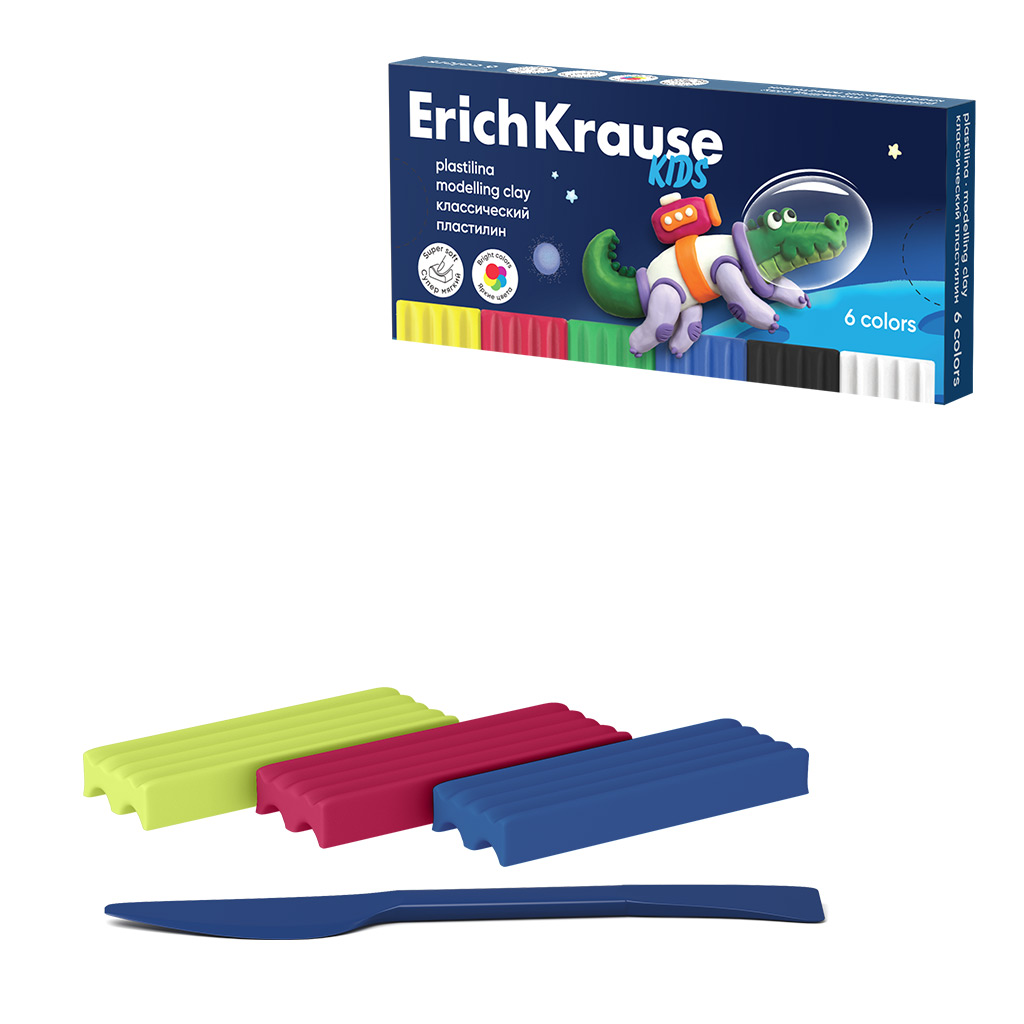 Пластилин  6цв 108гр. Erich Krause Kids Space Animals со стеком
