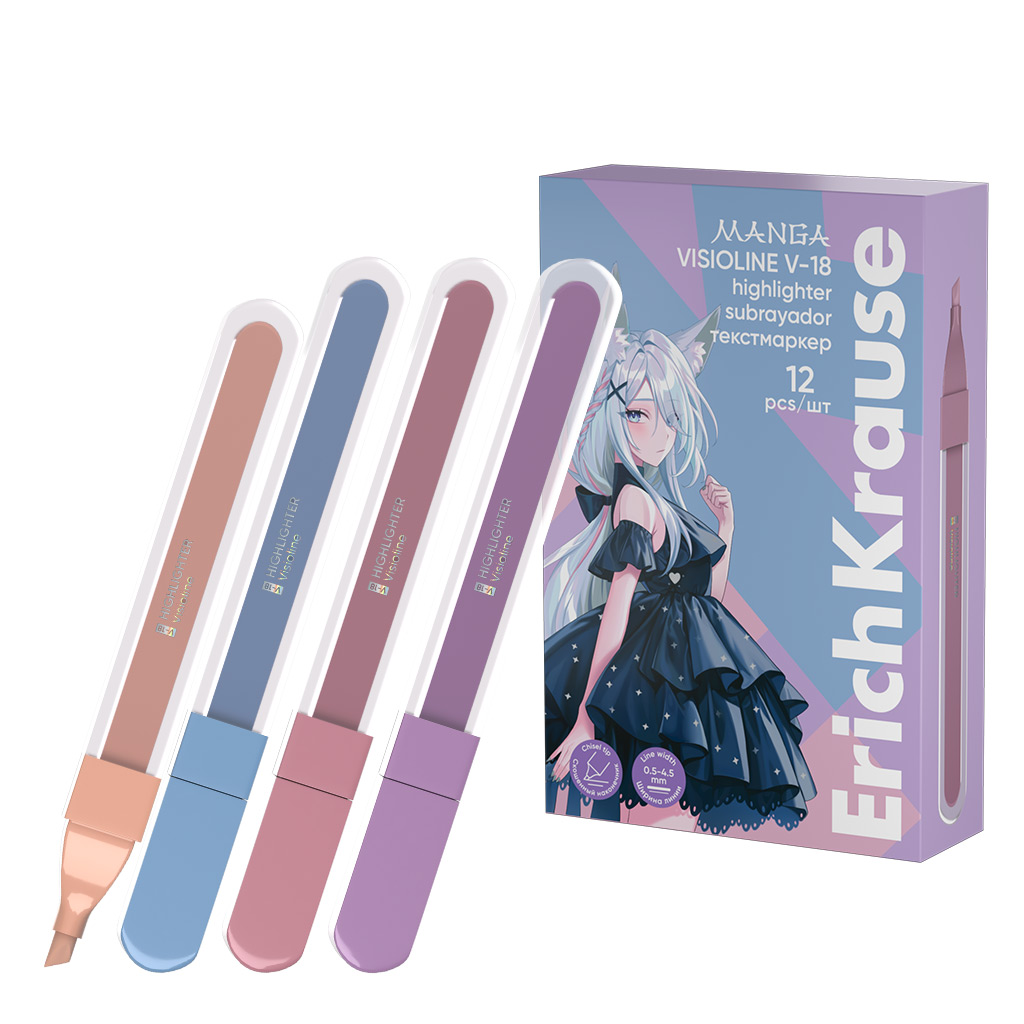 Текстовыделитель EK Visioline V-18 Manga 0,5 - 4,5мм, ассорти