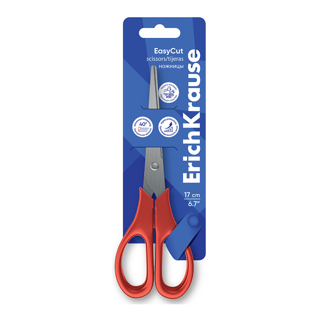 Ножницы EK "EasyCut" 17 см, ассорти