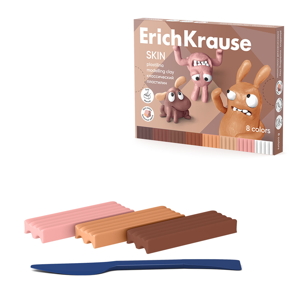 Пластилин  8цв 144гр. Erich Krause Friends Skin со стеком