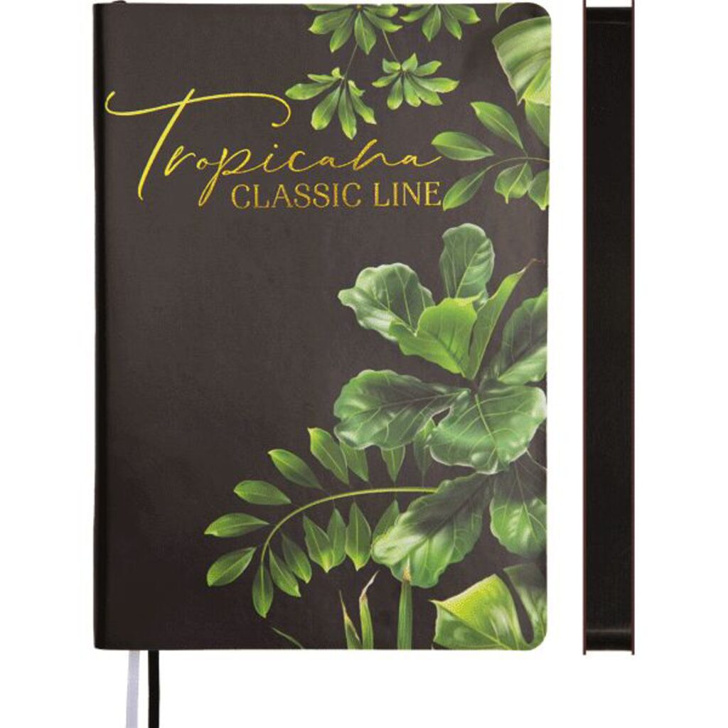 Ежедневник недат. А5 deVENTE   Tropicana 320стр., черный с рисунком, тв.обл.,кожзам.,бумага 70г/м