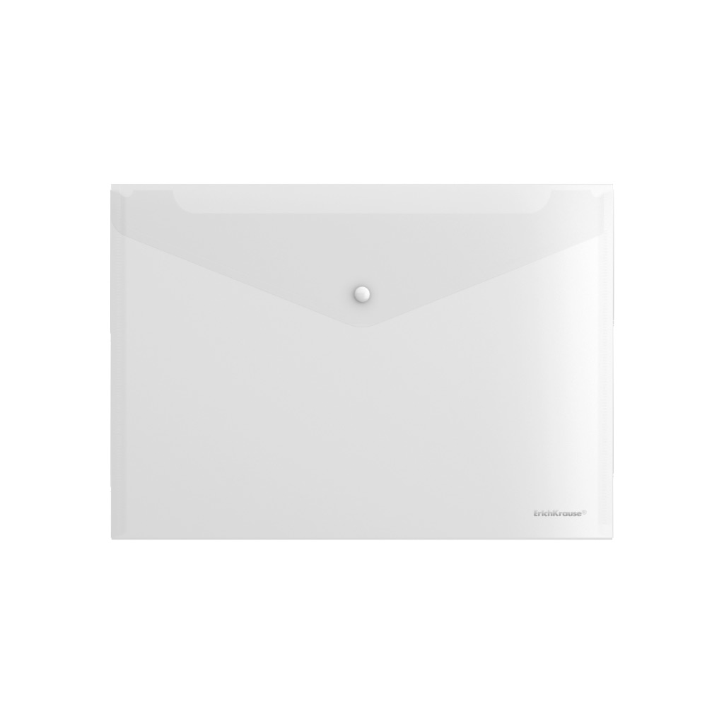 Папка-конверт на кнопке пластиковая ErichKrause Fizzy Clear, A4, прозрачный (в пакете по 12 шт.)