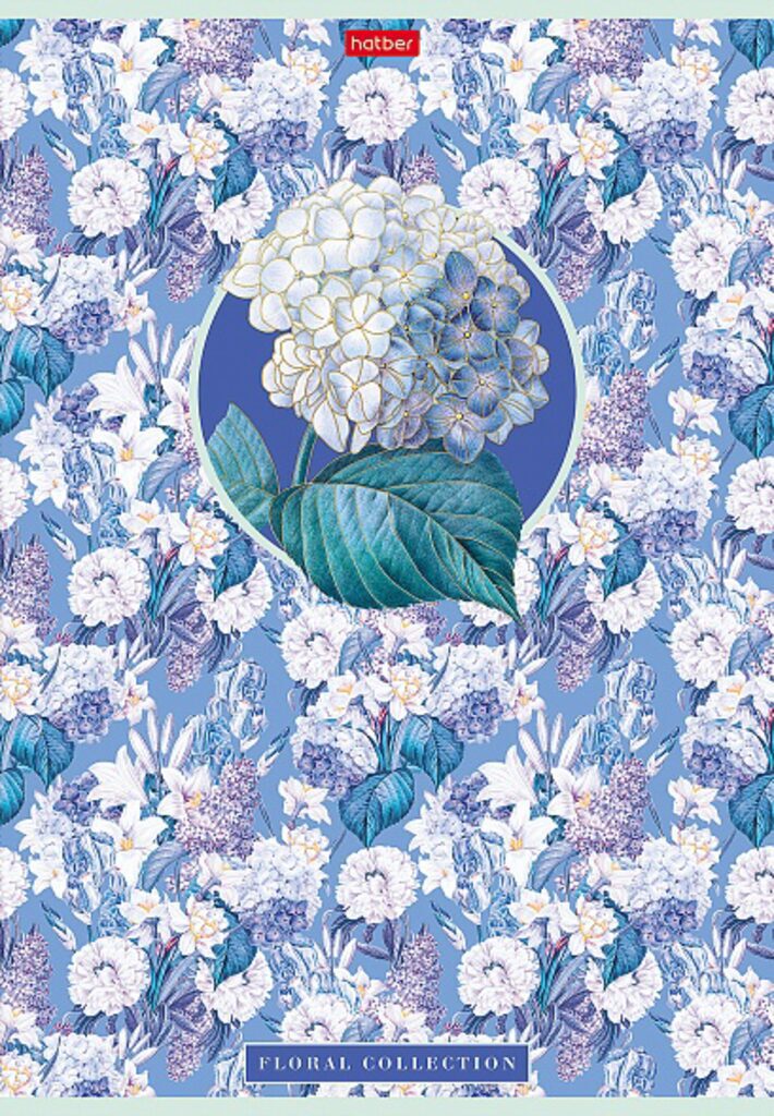 Тетрадь А4  96л кл. скоба Hatber "Floral collection" мат.лам., 3Dфольга, 3диз.в блоке, белизна 100%*
