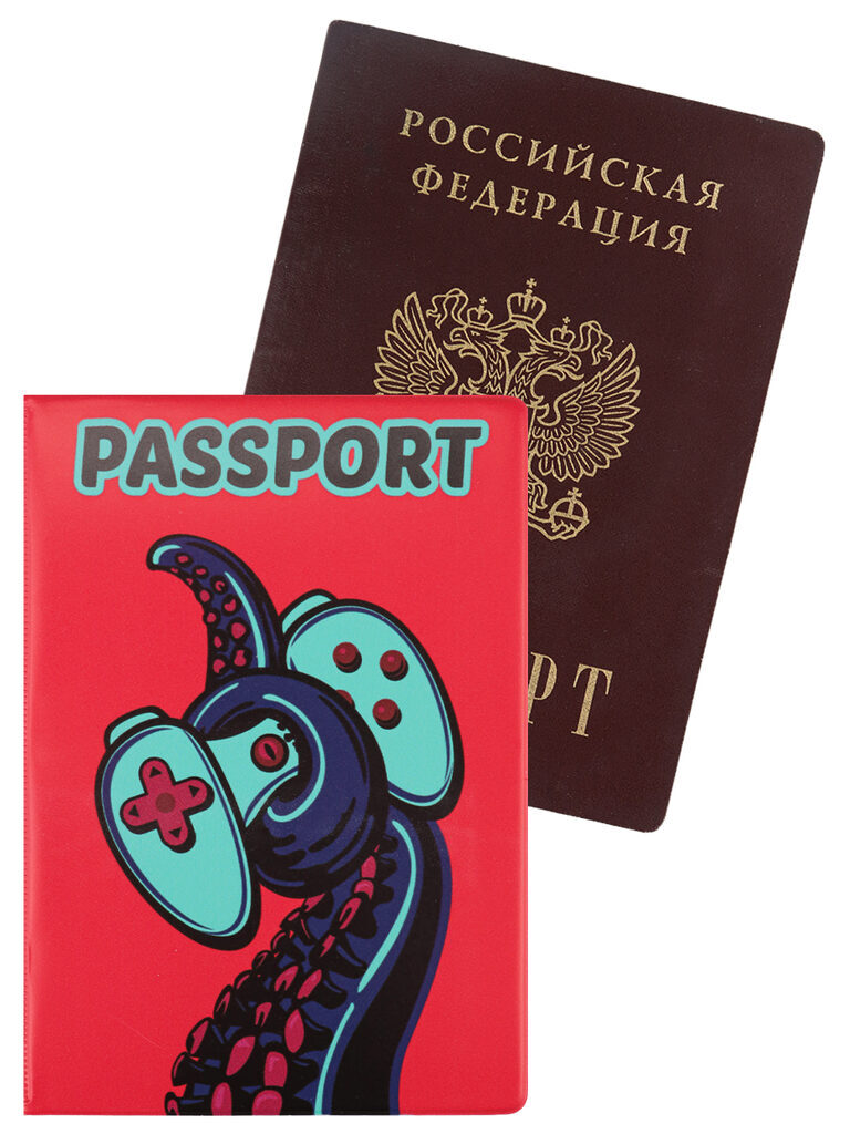 Обложка для паспорта ПВХ "Геймпад в клешне" slim