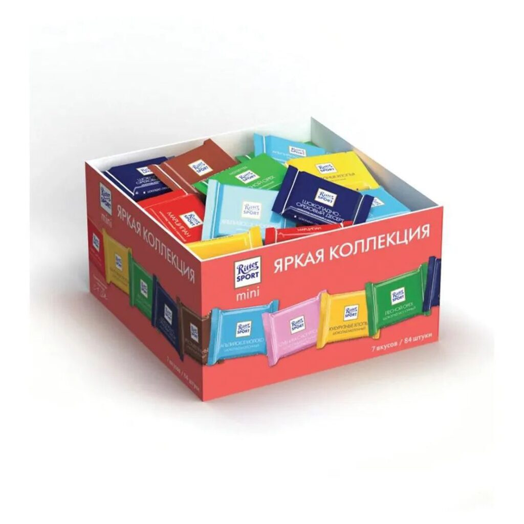 Набор мини-шоколада Ritter Sport, 7 вкусов, /уп.84шт./