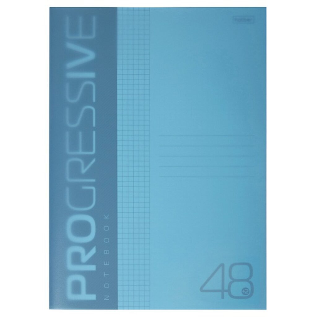 Тетрадь А4  48л кл. скоба Hatber  пласт.обл. "PROGRESSIVE. Бирюзовая"