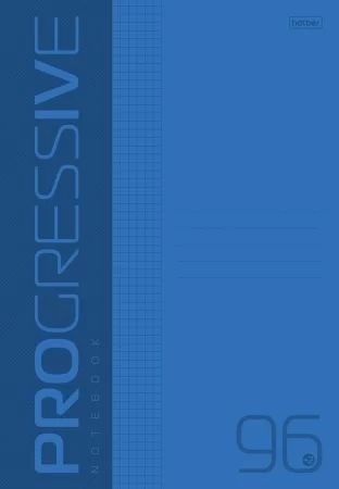 Тетрадь А4  96л кл. скоба Hatber  пласт.обл. "PROGRESSIVE. Синяя" белизна 100%
