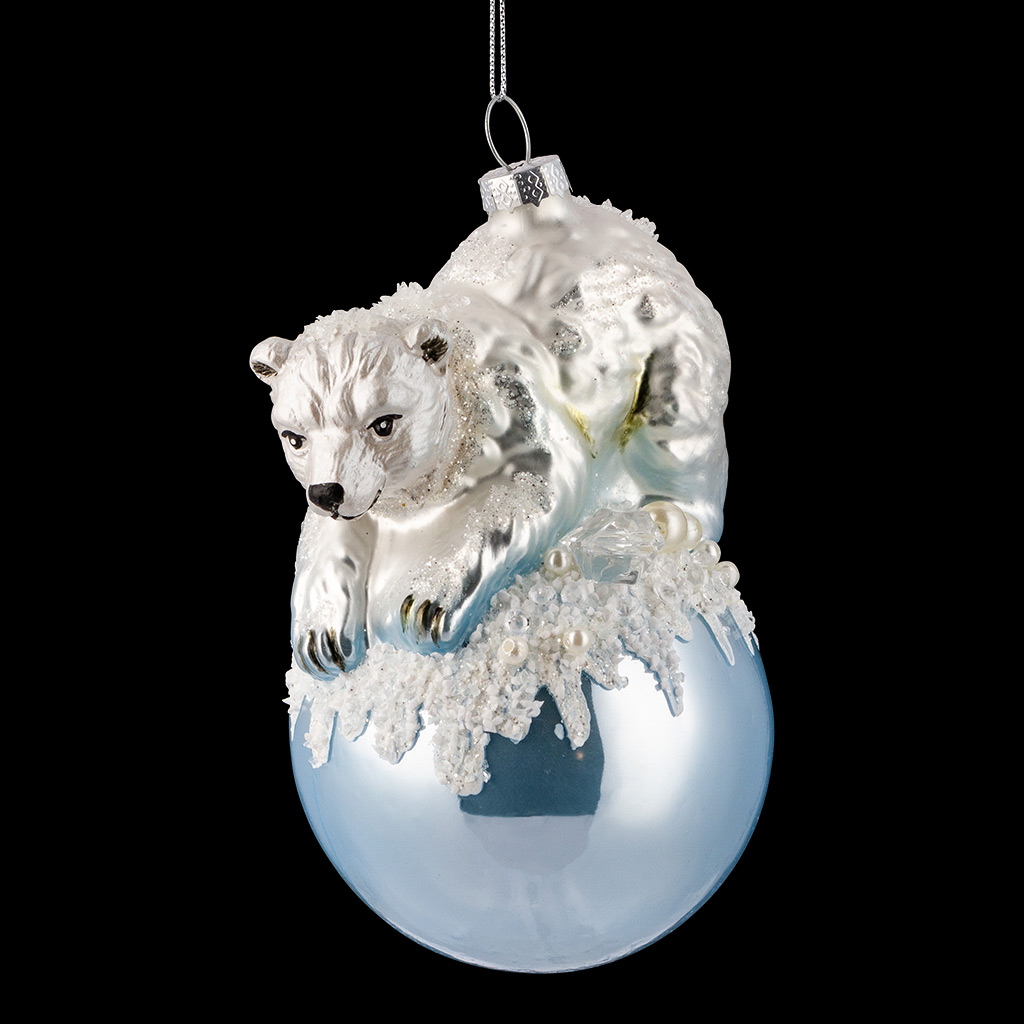 Украшение ErichKrause Decor Мишка на шаре 12см, стекло