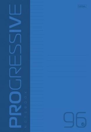 Тетрадь А4  96л ЛИН. скоба Hatber  пласт.обл. "PROGRESSIVE. Синяя" белизна 100%