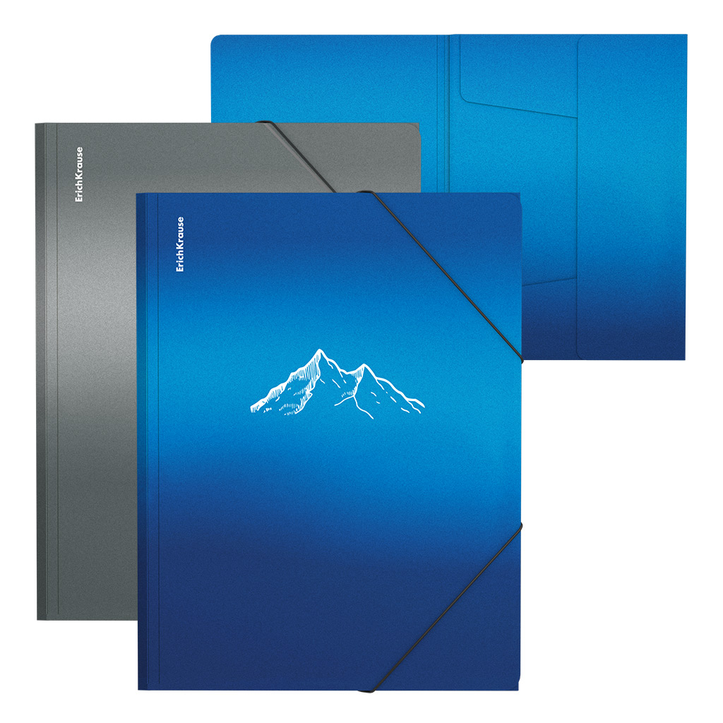 Папка на резинках пластиковая ErichKrause Ice Metallic Mountain, A4, ассорти (в пакете по 4 шт.)