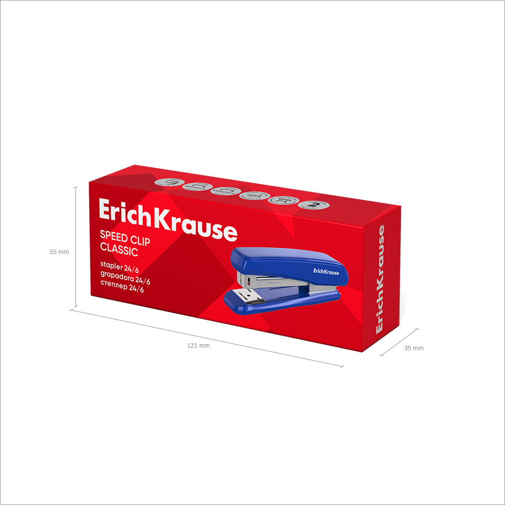 Степлер №24/6 ErichKrause Speed Clip Classic до 25 листов, ассорти (в коробке по 1 шт.)