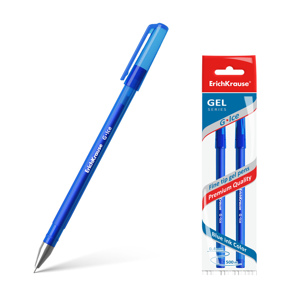 Набор из 2 ручек гелевых ErichKrause G-Ice Stick Original 0.5, цвет чернил синий (в пакете)