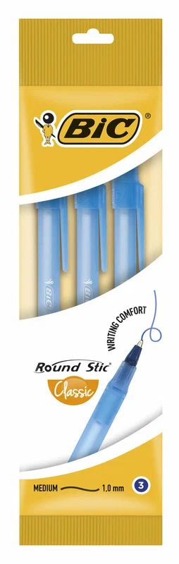 Набор ручек шар. BIC Round Stick синий, 3шт., 1,8мм