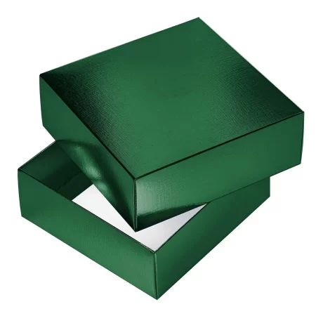 Коробка подарочная самосборная "METALLIC Зеленая" 18*18*6,5см, европодвес
