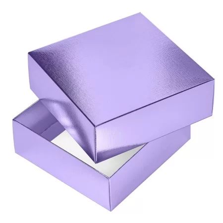 Коробка подарочная самосборная "METALLIC Фиолетовая" 18*18*6,5см, европодвес