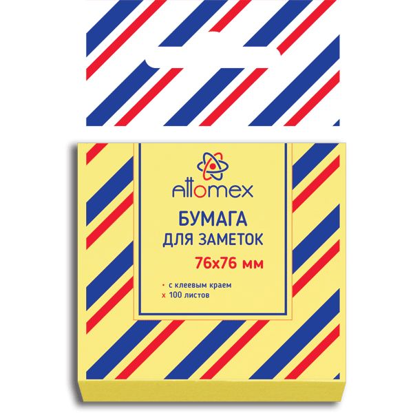 Бумага с липким краем (76*76мм)  100л, желтая, 60г/м2