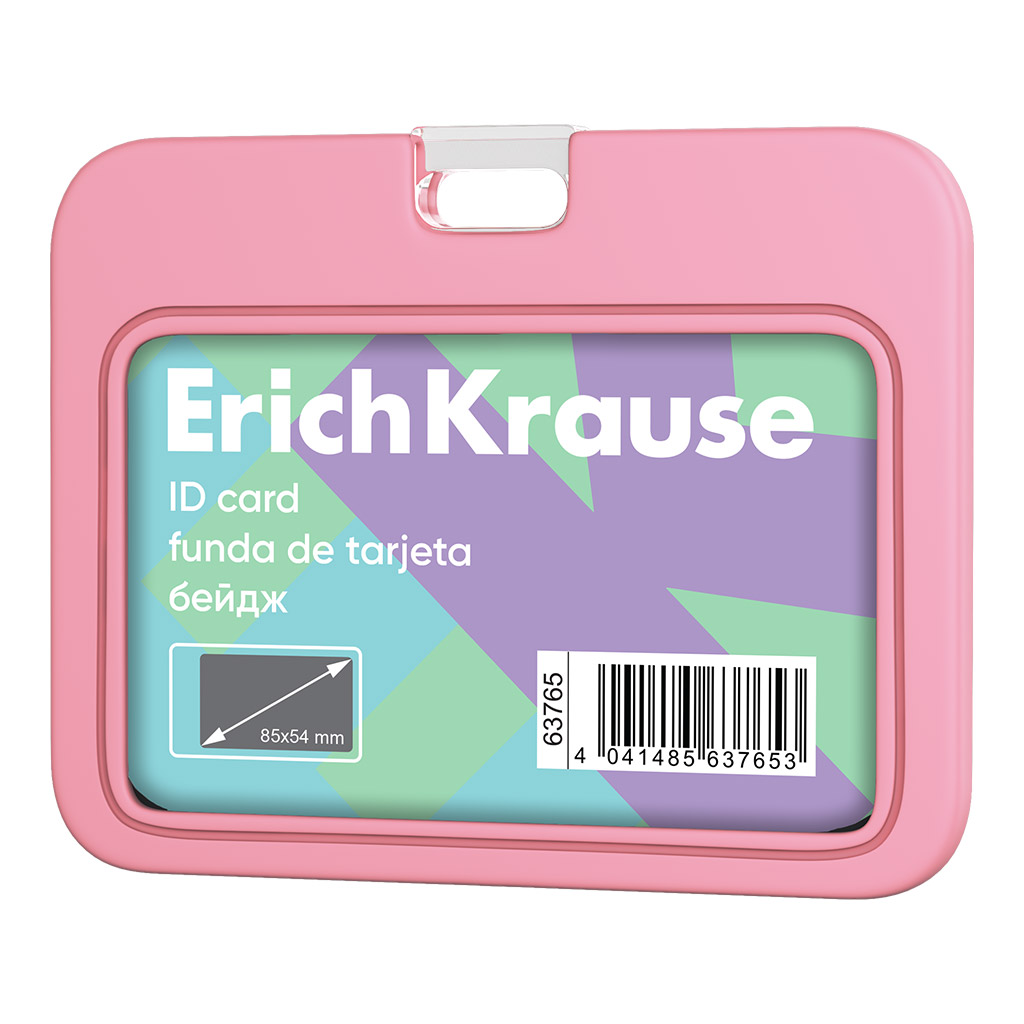 Бейдж горизонтальный ErichKrause Pastel, силиконовый, размер вставки 85х54, розовый (в пакете)