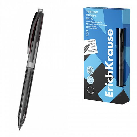 Ручка роллер ErichKrause автомат. TipFlow Matic Original черная, 0,5мм