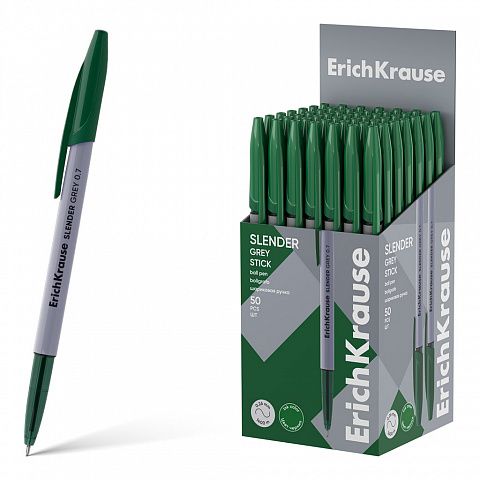 Ручка шар. EK Slender Stick Grey 0.7, Super Glide Technology, цвет чернил зеленый