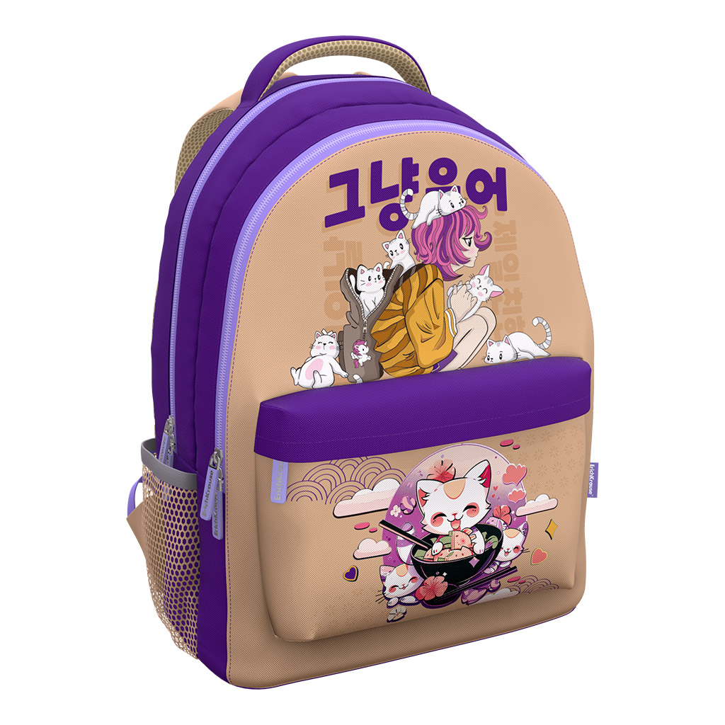 Рюкзак ErichKrause EasyLine® с двумя отделениями и грудной перемычкой 20L Cats-Pop