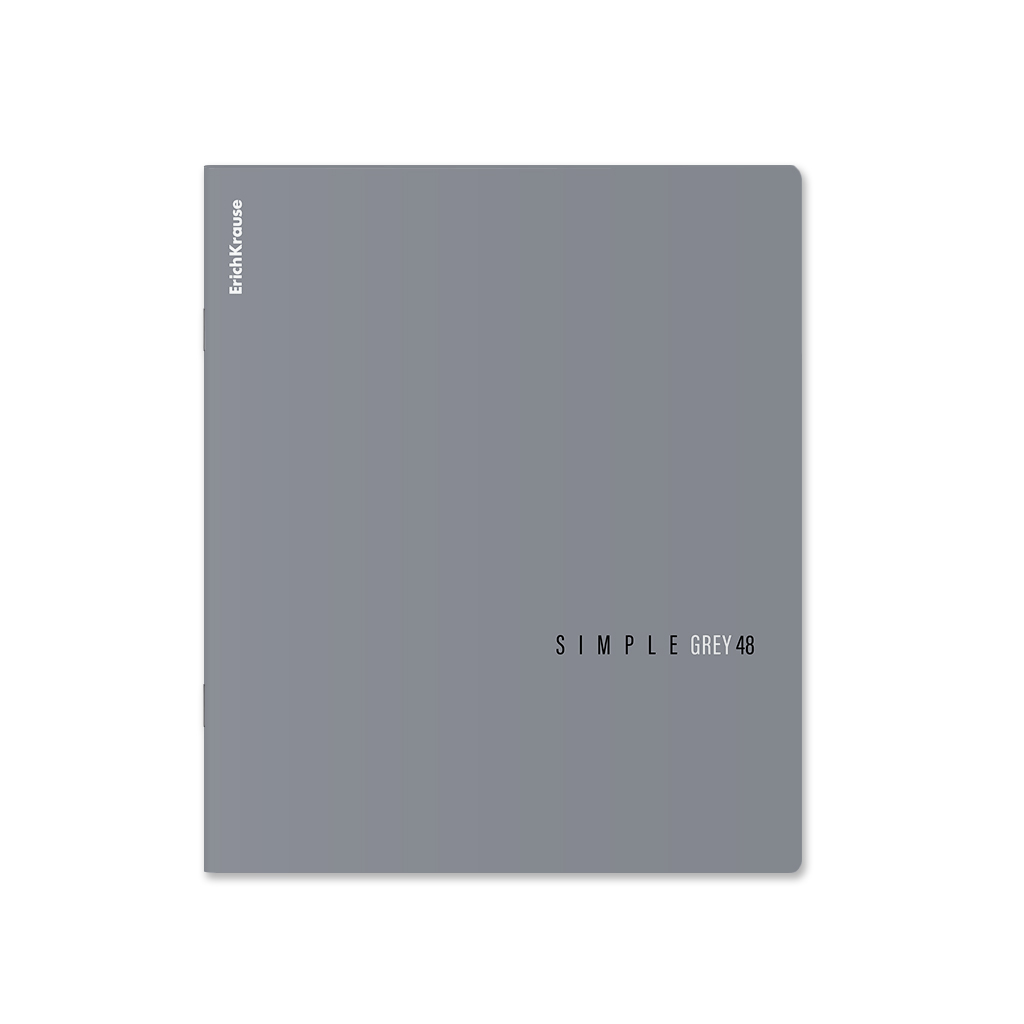 Тетрадь общая ученическая ErichKrause Simple Color, серый, 48 листов, клетка, ламинация soft-touch+выборочный УФ-лак