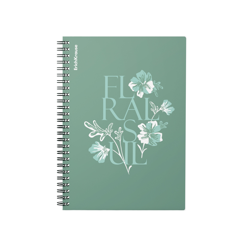 Тетрадь общая с пластиковой обложкой на спирали ErichKrause Floral Soul, А5, 80 листов, клетка