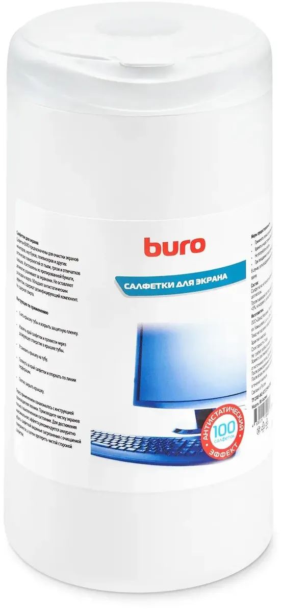 Салфетки Buro BU-Ascreen для экранов/ЖК мониторов туба 100шт влажных