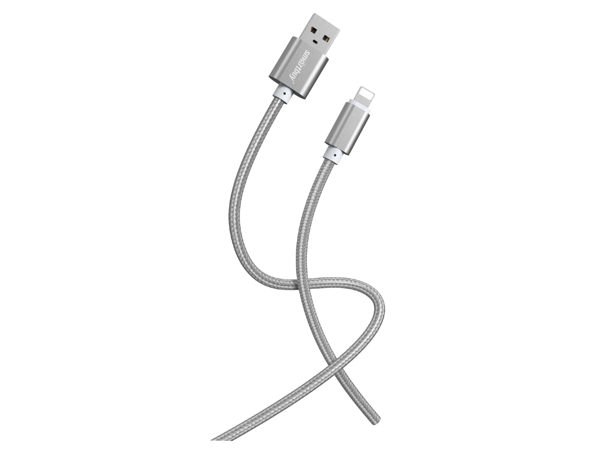 Кабель Smartbuy S02 Lightning для зарядки и передачи данных, серый, 3А, 1м