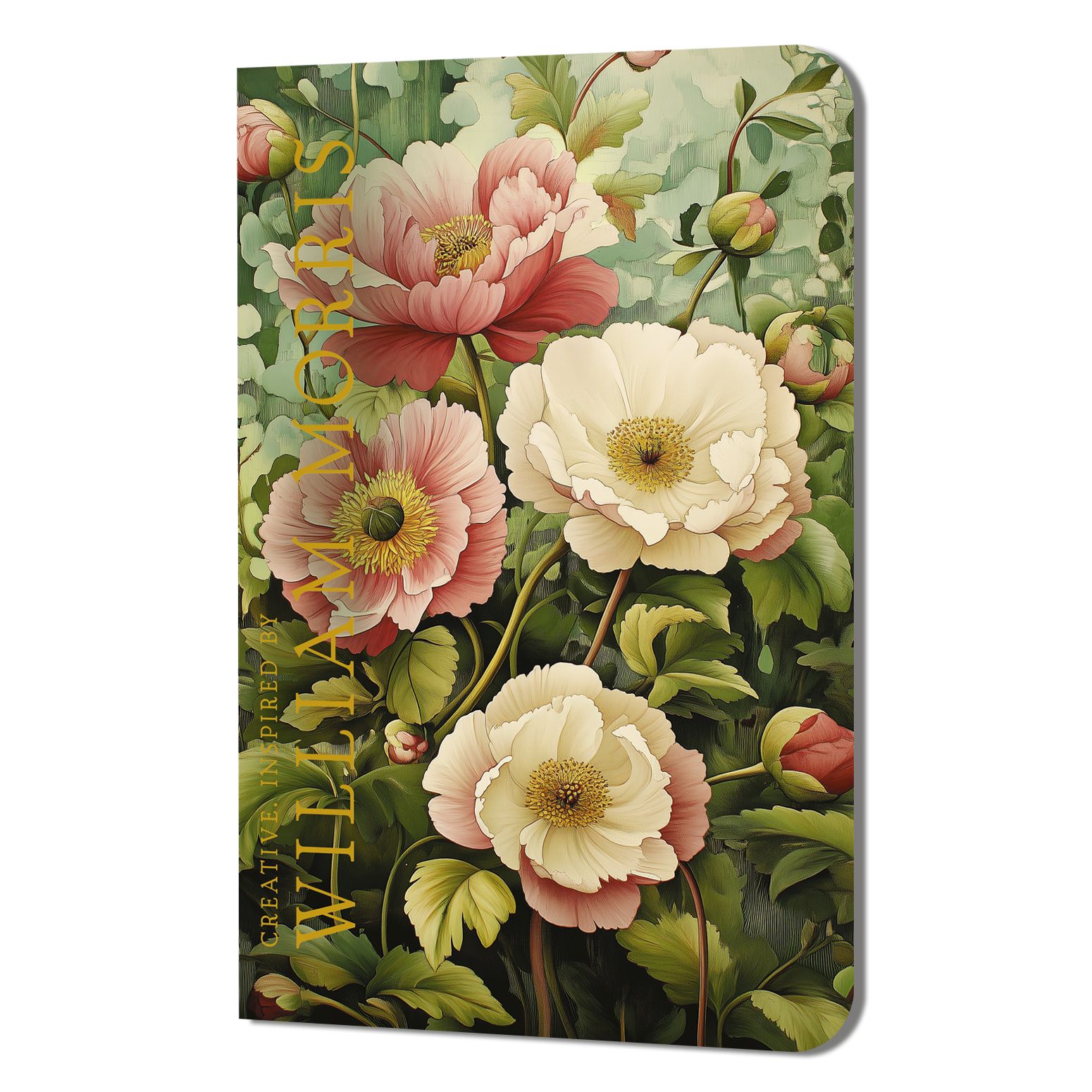 Записная книжка 130*210мм  32л. картон, скоба "Creative. Inspired by William Morris. Пионы" лин.