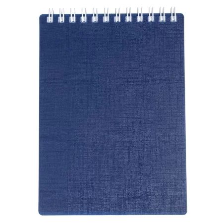Блокнот А7 пласт.обл.  80л "Canvas. Синий" гребень, кл.