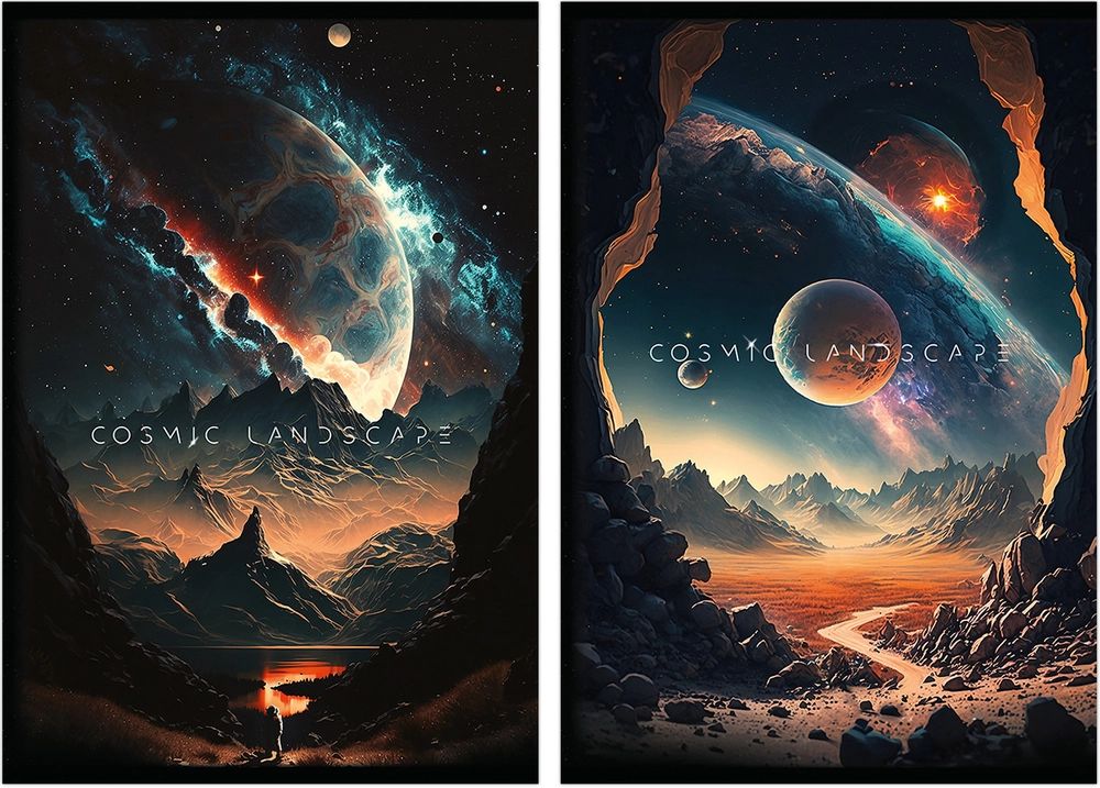 Тетрадь А4  48л кл. скоба Полином "Cosmic Landscape" софт-тач, 4 дизайна
