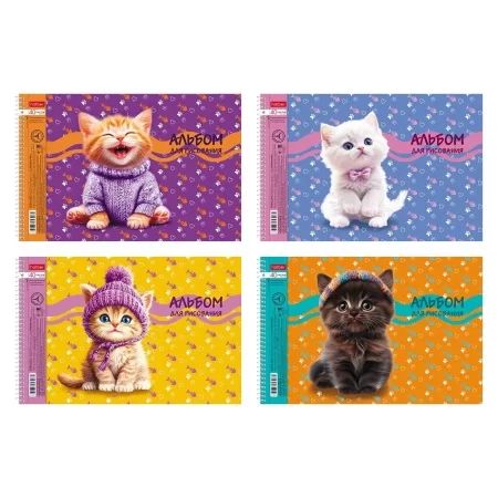 Альбом А4 40л гребень "Мы-котики!" пл. 100 гр/м, 4диз.в блоке, перфорация на отрыв