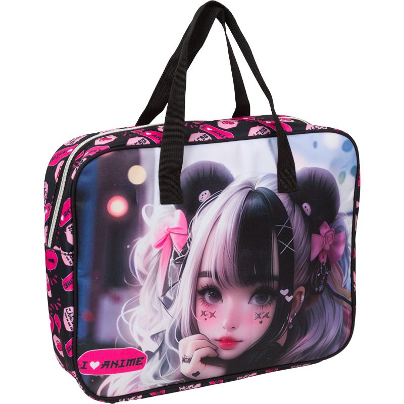 Папка А4 (360*280*80) с ручками, молния, ткань "  I Love Anime"