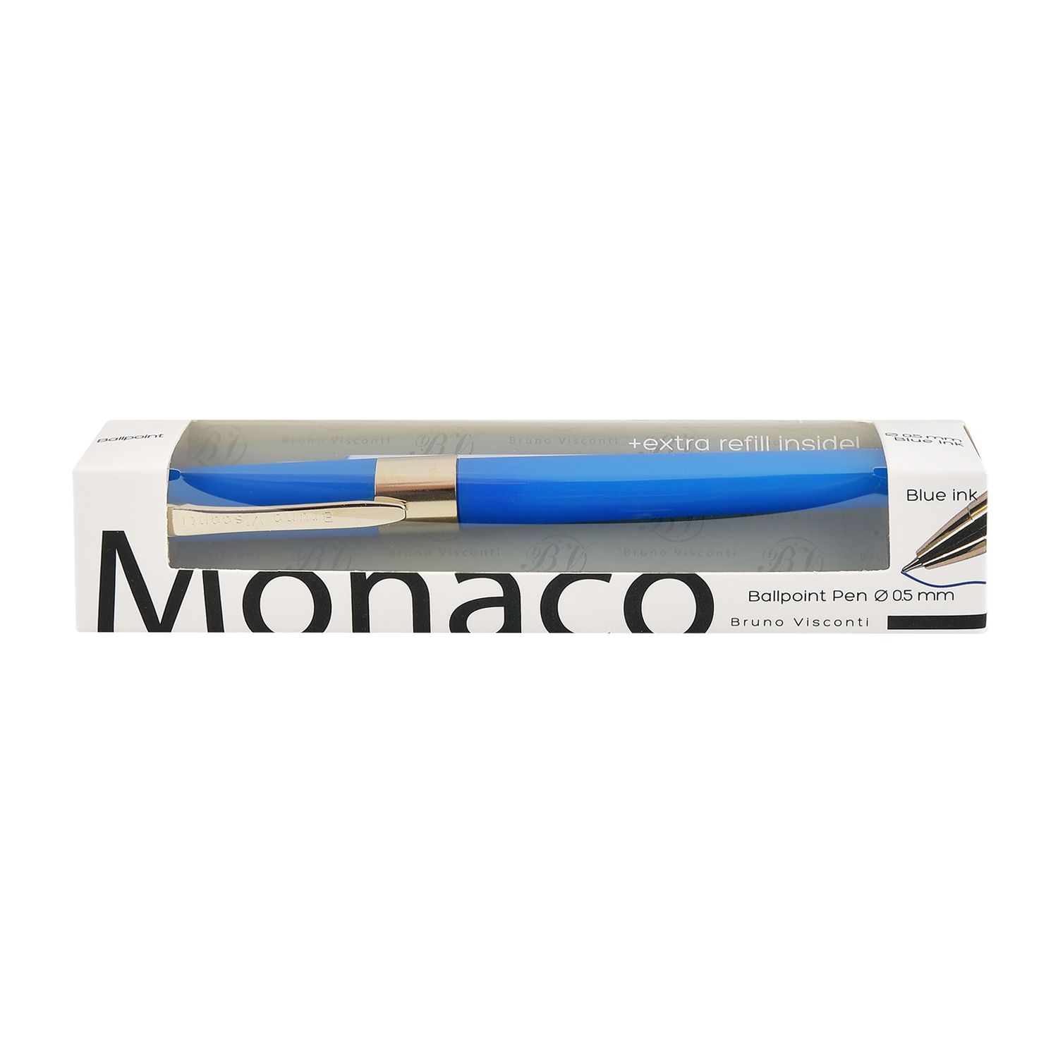 Ручка "Monaco. Ярко-синий" шарик., 0,5мм, пластик/металл., синие чернила + стержень**