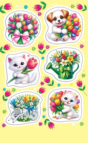 Наклейки детские 15*9см  "Котики"