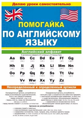 Шпаргалка 210*150мм "Помогайка по английскому языку"