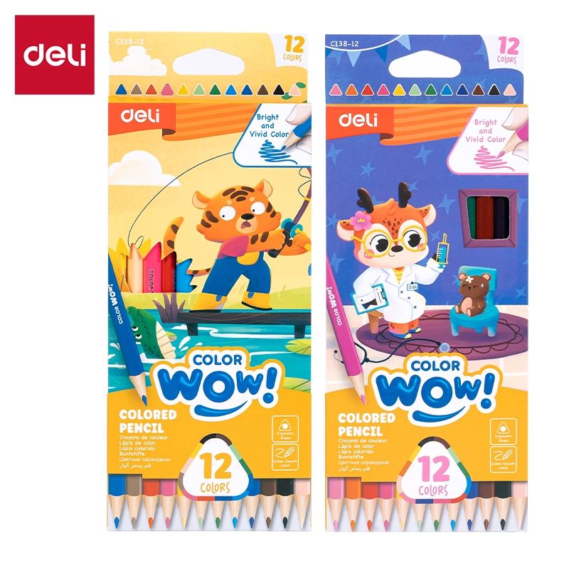 Карандаши цвет. 12цв Deli COLORWOW! трехгранные, 2дизайна