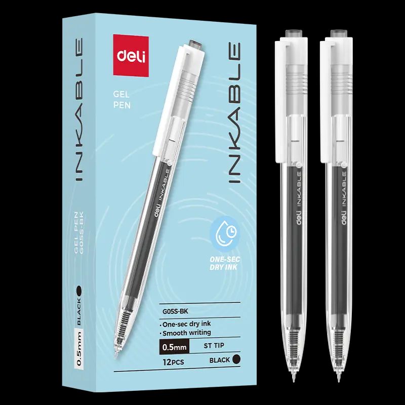 Ручка гелевая  Deli автомат "INKABLE" черная, 0,5мм