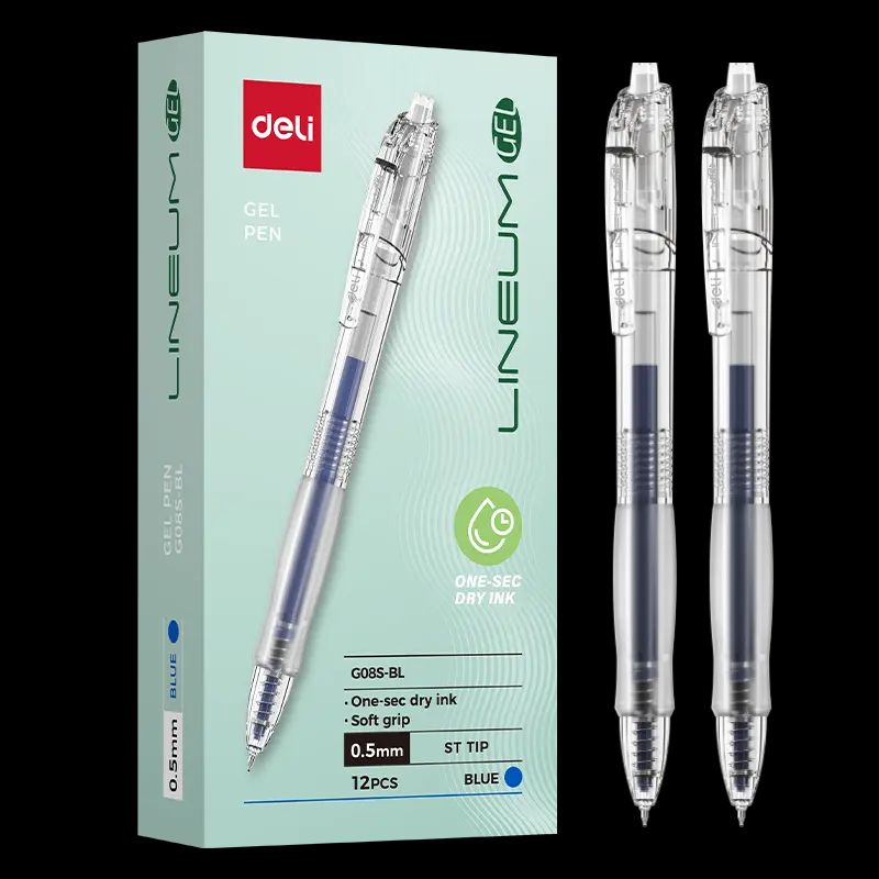 Ручка гелевая  Deli автомат "LINEUM-GEL" синяя, 0,5мм, мягкий грип