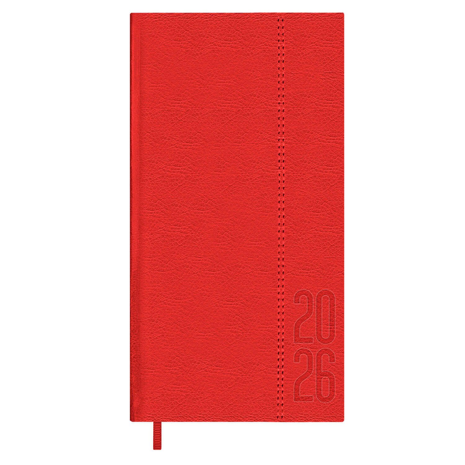 Еженедельник дат. 2026г, 87*166мм  64л., кожзам., тв.пер. "Наппа красный"  +ПОДАРОК