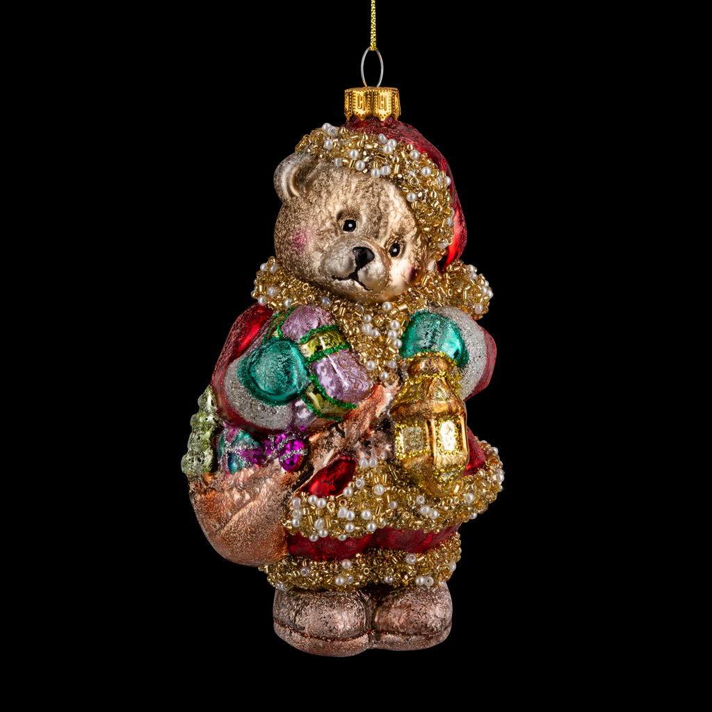 Украшение ErichKrause Decor Мишка с подарками 14см, стекло