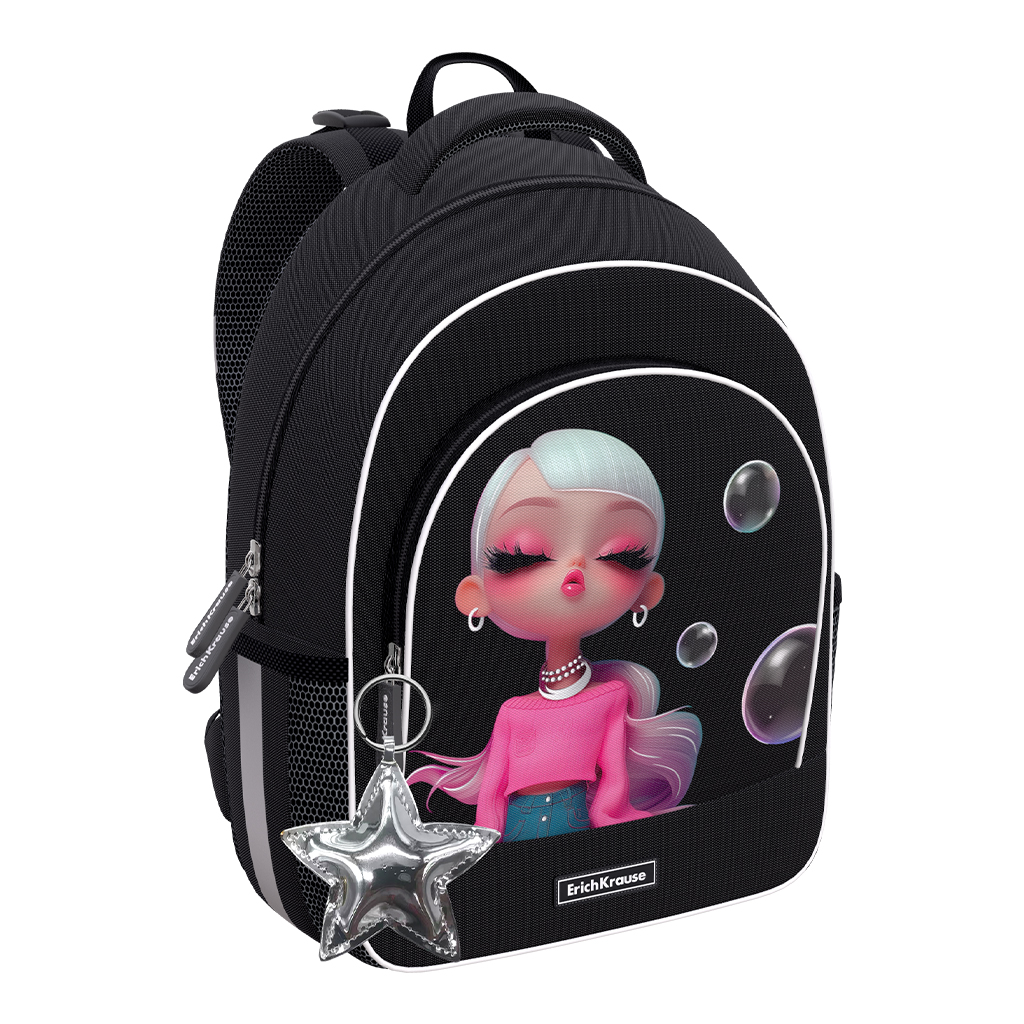 Ученический рюкзак с грудной перемычкой ErichKrause ErgoLine® 15L Bubble Girl
